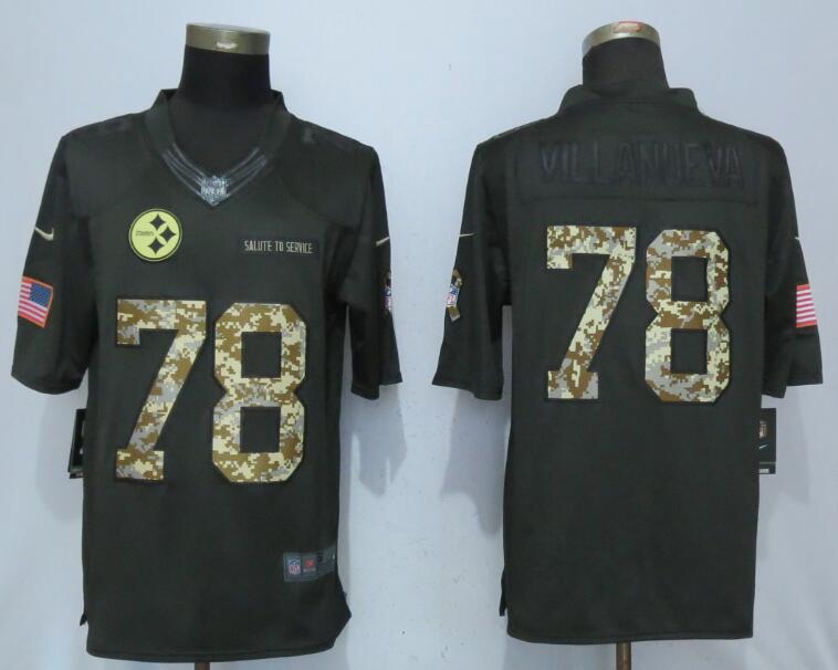 Men Pittsburgh Steelers #78 Villanueva Green Anthracite Salute To Service Limited Jersey